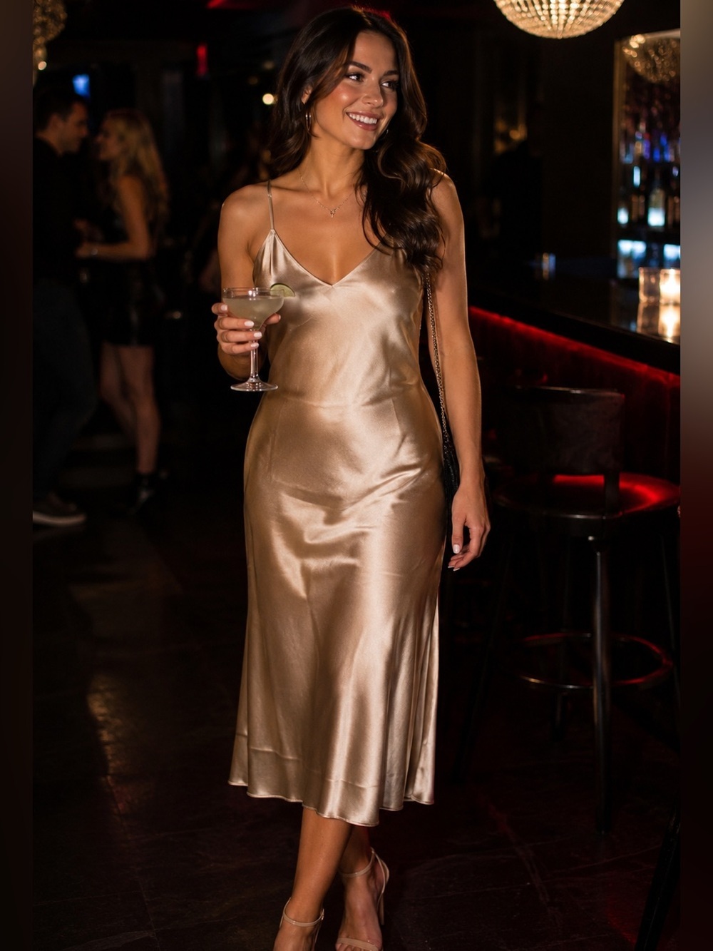 Champagne NWOT Size Medium Slip Dress With Adjustable Spaghetti Straps